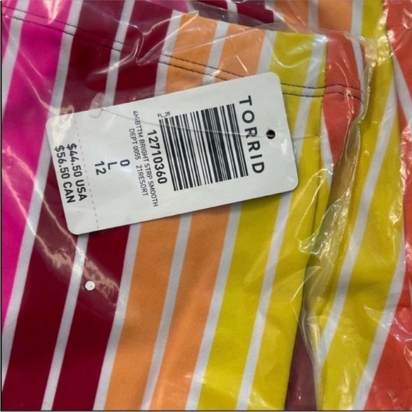 NWT Torrid High Waisted Smooth Swim Bottoms Multi Color Stripes - Picture 3 of 3